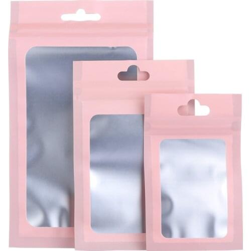50Pcs/Set Food Grade Self-zip Plastic Bag 3 Size Matte Zip Lock Aluminum Foil Hologram Small Water Proof Zipper Reclosable Pouch
