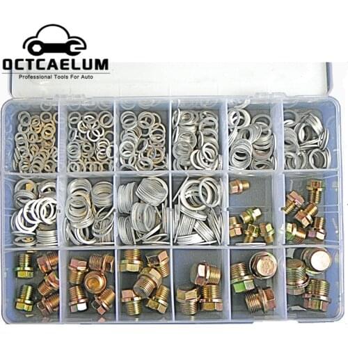 534PCS Oil Drain Plug Screws And Aluminium O-Ring Set M10 M12 M13 M14 M15 M16 M18 M20 For Car/Motocycle ST0087S