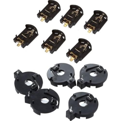 6Pcs Brown Plastic Housing CR2032 Button Cell Battery Socket Holder Case & 5 Pcs CR2016 2025 2032 Coin Cell Button Battery Holde