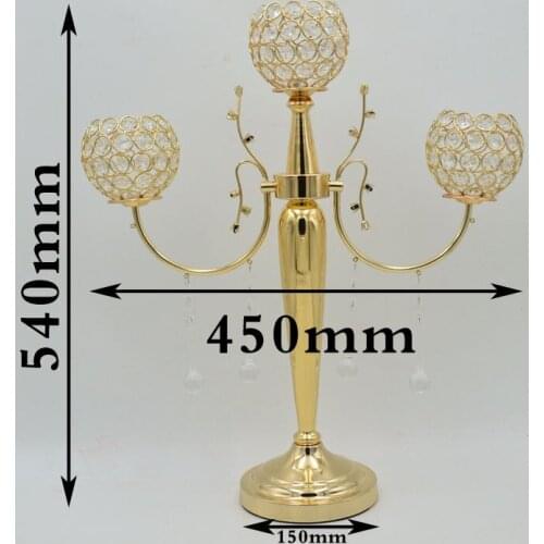 Free Shipping luxury gold crystal candelabra crystal candel holder wedding table centerpiece 10pcs/lot