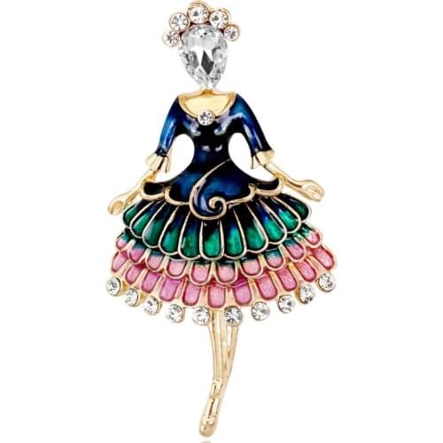 Zlxgirl jewelry Nicely Dance Girl Friend Brooches Alloy Womens Party Banquet Brooch Girls' Hats Scarf pins Accessories Gifts
