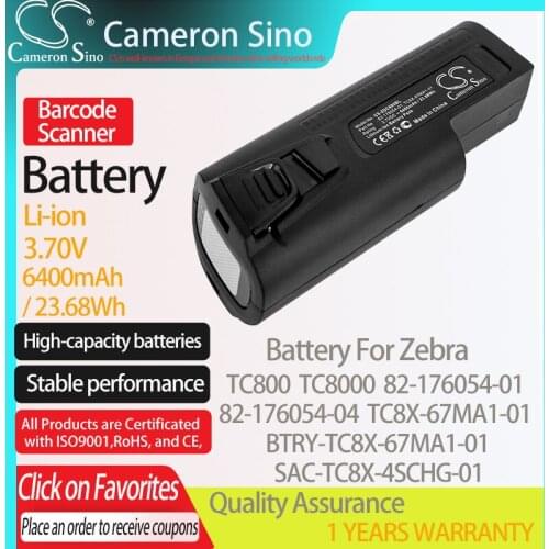 CameronSino Battery for Zebra TC800 TC8000 fits Zebra 82-176054-01 BTRY-TC8X-67MA1-01 TC8X-67MA1-01 Barcode Scanner battery