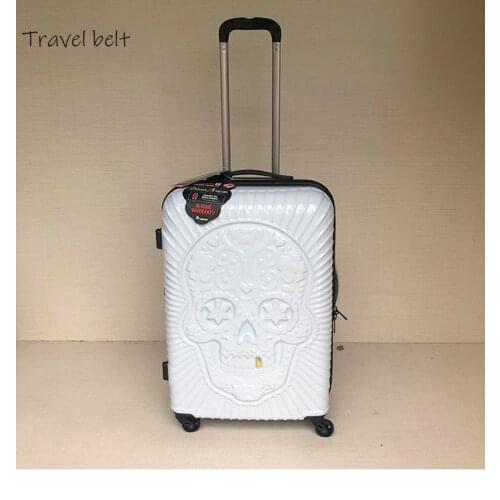 Travel tale personality fashion 19/24/28 Inch Rolling Luggage Spinner brand Travel Suitcase Big golden tooth skull
