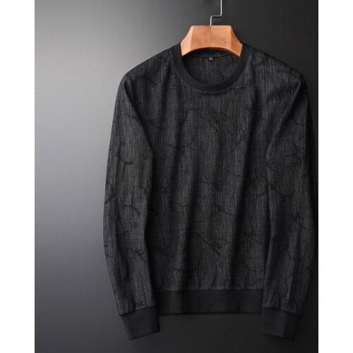 Black Sweatshirt Male Luxury Dark Fringe Round Collar Sweatshirts Men Fashion Solid Color Slim Mens Hoodies Plus Size 4XL
