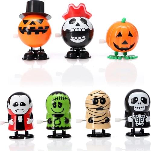 Children Clockwork Toy Novelty Skeleton Zombie Pumpkin Clockwork Walking Jump Funny Toys Christmas Halloween Party Gifts For Kid