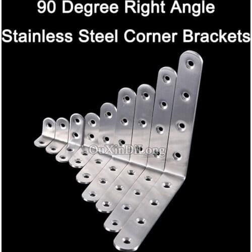 DHL Shipping 100PCS Stainless Steel 90 Degree Right Angle Corner Bracket L shape Frame Board Support Brace Furniture Connector