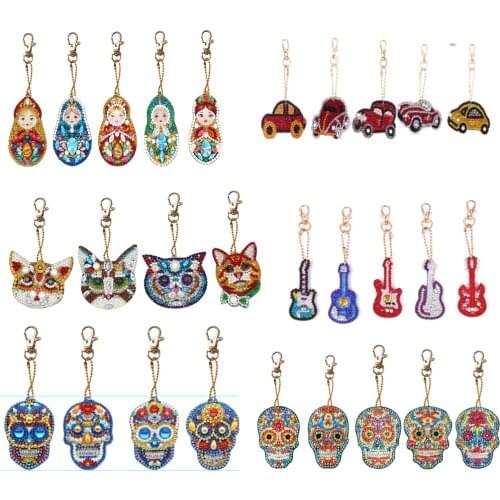 DIY Full Drill Special Shaped Diamond Painting Keychains Pendant Diamond Keyring Embroidery Cross Stitch Craft