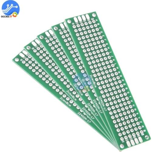Double Side Prototype PCB Bread board Tinned Universal 2x8 cm 20mmx80mm FR4