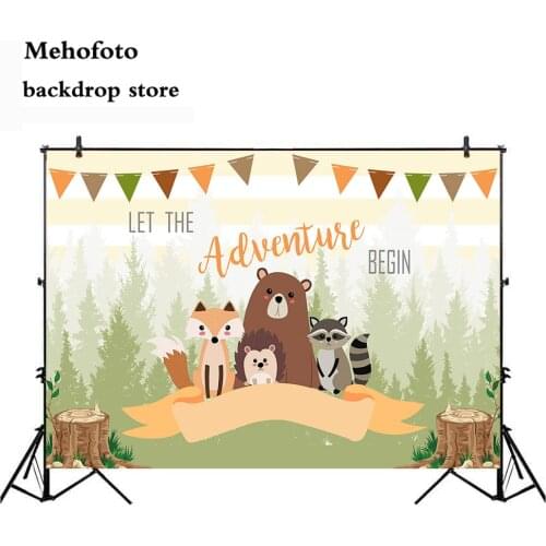 Neoback Adventure Newborn baby shower backdrop for photography animals photo background flag forest photo backdrops printed 437