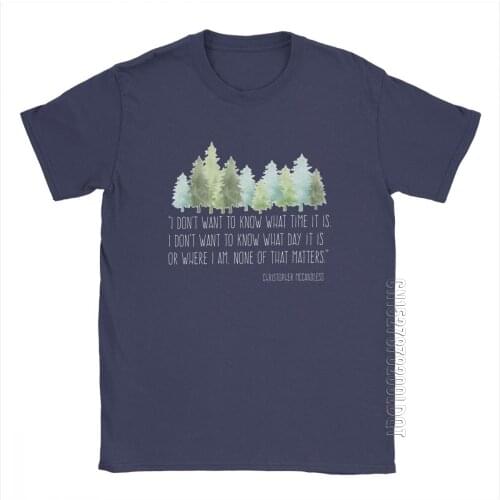 Into Wild With Christopher McCandless T-Shirt Men Hiking Camping Outdoors Basic Tees O-Neck Cotton Clothes Gift T Shirts