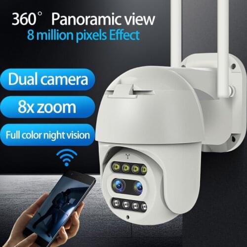 1080P PTZ Dual-Lens Wifi Camera Cloud home Security IP Camera 2MP Zoom Speed Dome CCTV Camera surveillance Outdoor Auto Tracking