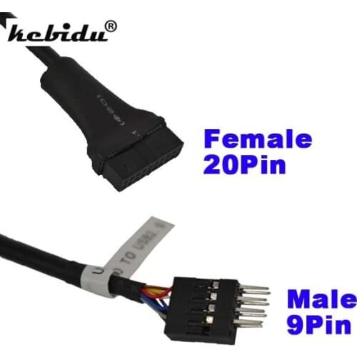 Kebidu 5pcs 13CM Mainboard Motherboard USB 3.0 20 Pin Female to USB 2.0 9 pin Male Housing Extension Adapter Cable