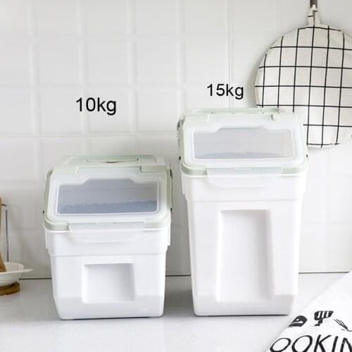 10kg Rice Storage Container Sealed Moisture-proof Grain Pet Food Storage Box Insect Prevention Mildew Container With Wheel