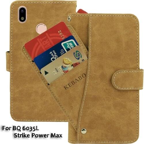 Leather Wallet BQ 6035L Strike Power Max Case 6" Flip Retro Luxury Front Card Slots Cases Cover Business Magnetic Phone Bags