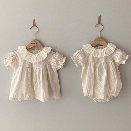 Summer Infant Newborn Baby Girl Cute Clothes Princess Bodysuit Toddler Girls Solid Fashion Puff Sleeve Jumpsuit T-shirt Clothing