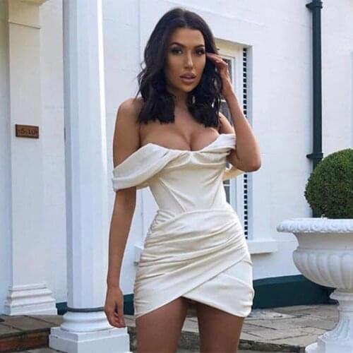 Fashion Beige WomenS Dress Sexy Sleeveless Strapless Bodycon Club Celebrity Evening Party Dress Vestidos Female 2020 Summer New