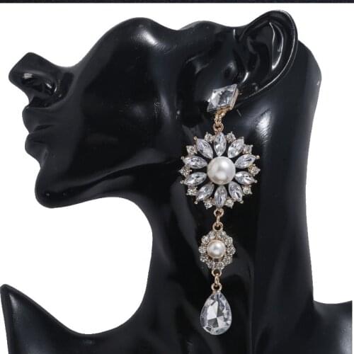 Fashion Long Crystal Earrings For Women Girl Sweet Vintage Flower Drop Earrings Female 2020 Party Dangle Jewelry Brincos