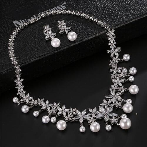 Fashion Trend Wild Necklace Earrings Set 2018 New Product Set Wedding Bridal Party Jewelry Set Dress Up