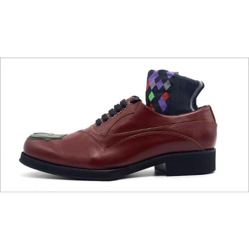 High Quality Lace up Mens shoes Handmade Red Men Shoes Genuine leather Novelty Casual Shoes