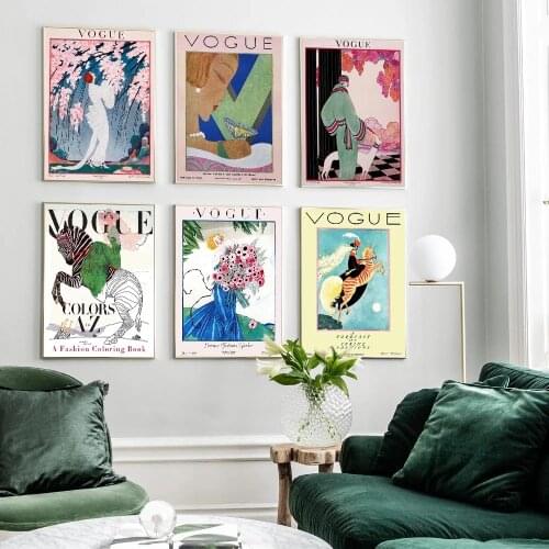 Wall Art pictures Vintage Cuadros Vogue Figure Quotes Poster and Prints Canvas Painting Women Vintage Posters Decorative Picture