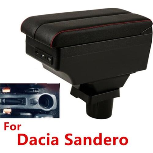 For Dacia Sandero armrest box central Store content Storage box Dacia stepway armrest box with USB interface