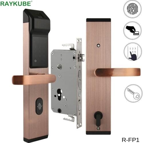 RAYKUBE Biometric Fingerprint Digital Lock Intelligent Electronic Door Lock With Fingerprint Verification & Password&RFID R-FP1