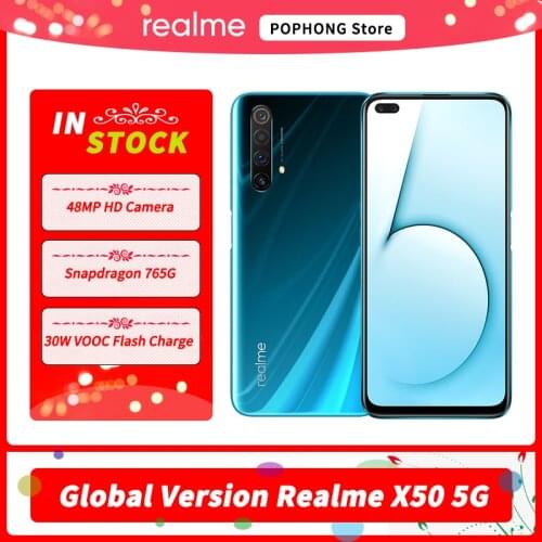 Global Version Realme X50 5G Mobile Phone 6.57 inch 6GB 128GB Snapdragon 765G Octa Core Android 10 SA/NSA Smart 5G CallPhone NFC