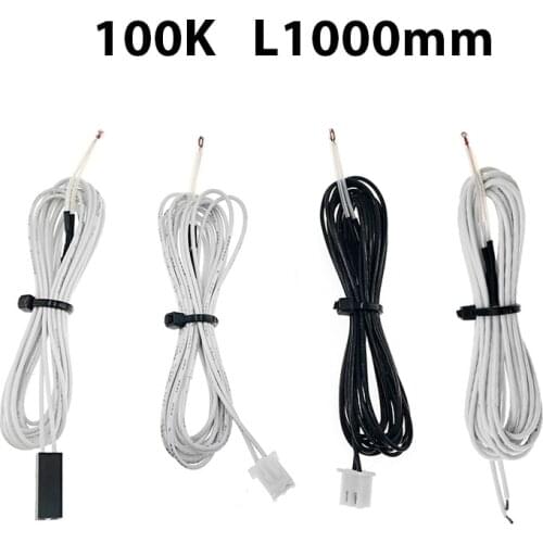 5pcs/lot 100K ohm NTC 3950 Thermistors Sensors with Cable 3D Printers Parts Temperature Part White 1M Line Accessories