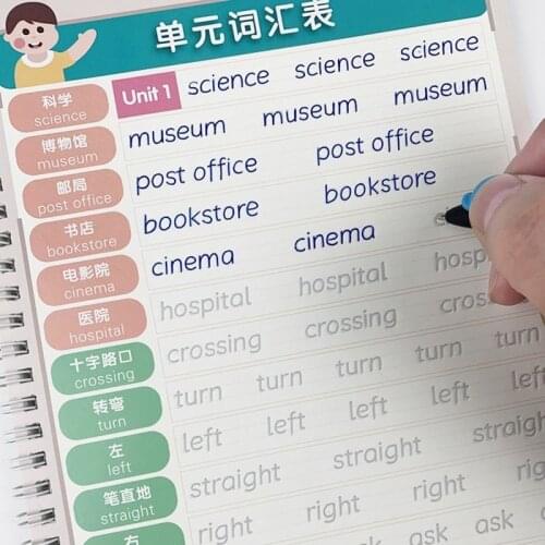 2 books/set Hengshui 3D English Calligraphy Copybook Adult Kids Writing beginner Handwriting English Book Auto Fade Reuse Toy