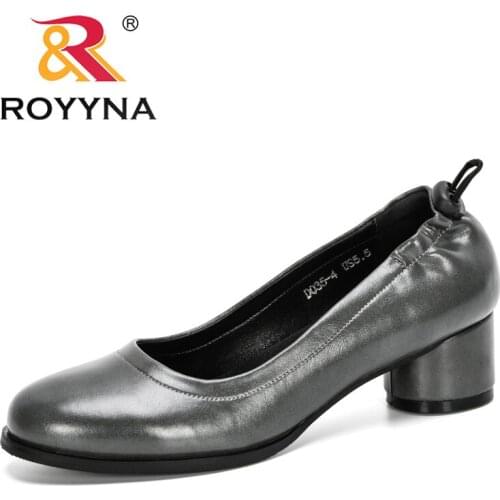 ROYYNA 2020 New Designers Trendy Round Toe Pumps Women Leisure Dress Shoes High Heels Boat Wedding Footwear Tenis Feminino