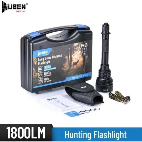 Wuben H8 Outdoor Hunting Flashlight XHP35HI LED max 1800 lumen 1000 Meters Long Range Searchlight Torch with 2* 18650 batteries