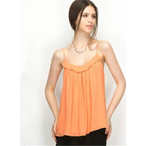 2021 Summer women sexy chiffon vest,fashion spaghetti strap ruffles chiffon Blouses Vest Tops,plus size vestidos 6XL 5XL 4XL 3XL