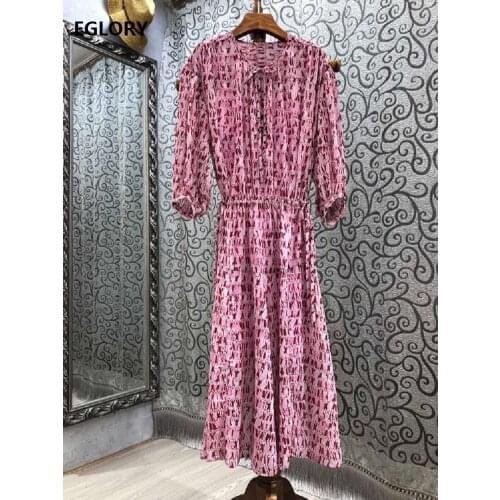 High Quality Cotton Long Dress 2021 Summer Fashion Style Women Chic Prints Drawstring Waist Casual Red Blue Long Maxi Dress