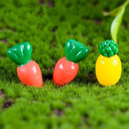 ZOCDOU 1 Piece Vegetables Fruits Turnip Pineapple America China Rabbit Food Model Small Statue Crafts Garden Ornament Miniatures