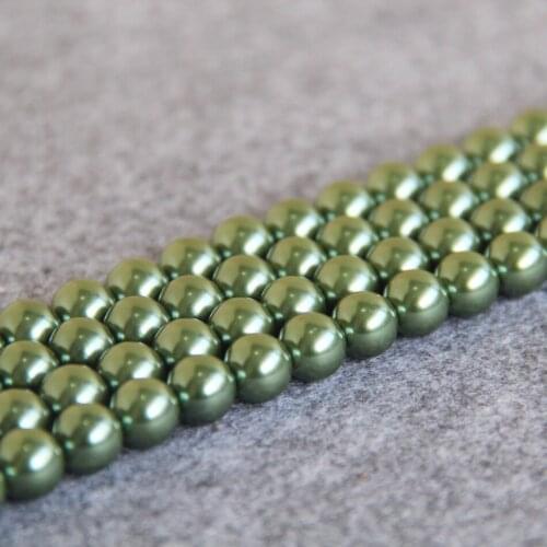 10mm New popular Green Shell glass beads gift for women loose beads Jewelry design 15inch 2pc/lot Wholesale and retail
