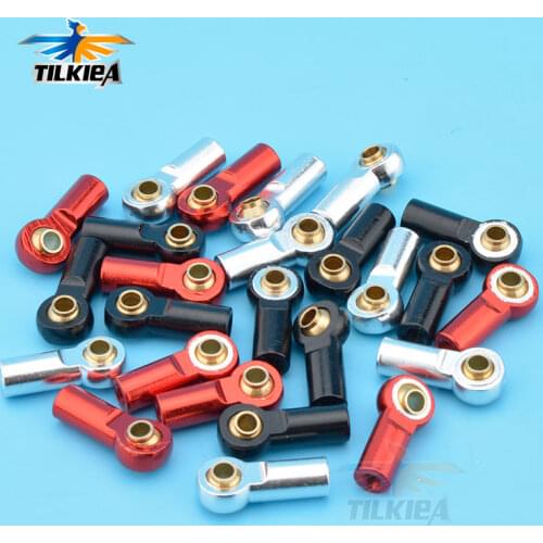 10pcs Red/Silver/Black M3 Metal Ball Head Holder Tie Rod End For SCX10 D90 1/10 RC Car Truck,Buggy Crawler