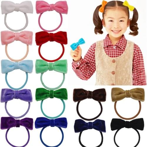 10pcs/lot 5.5*4 CM High Quality Velvet Handmade Bowknot Elastic Hairband DIY Hair Accessories Infant Headwear Clothing Ornaments