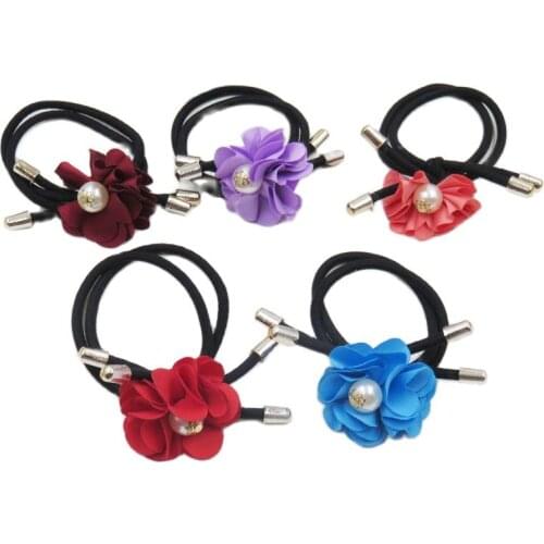 10PCS/LOT Pearl Flowers Elastic Hair Bands For Girls Bohemian Headband Scrunchy Korean Fashion Kids Hair Accessories For Women