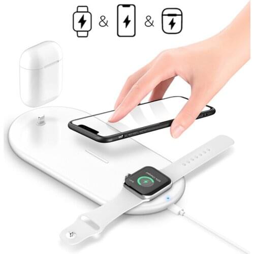 10W Qi Wireless Charger Pad For iPhone 12 11 Pro XS MAX XR 8 X 3 IN 1 Fast Charging Station For Apple Watch 5 4 3 2 Airpods Pro