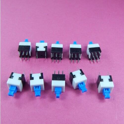 20pcs/lot 8*8MM 6-pin-switch DPDT Mini Push Button Self-locking Switch 8X8mm
