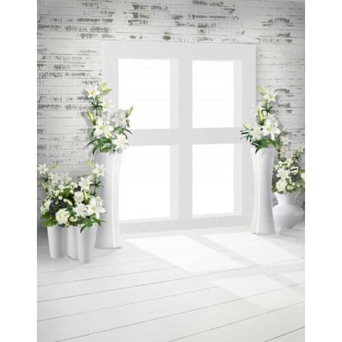 5x7ft Wooden Floor White Room Flowers Photography Backdrops Photo Props Studio Background