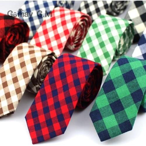 Brand Plaid Ties For Men Fashion Casual Neck Tie Gravatas Cotton Mens Necktie for Wedding Gravata Classic Corbata Red Neckwear