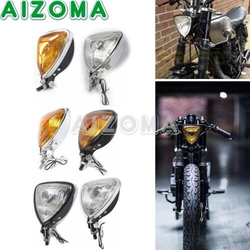 Cafe Racer Retro Triangle Headlight For Harley Bobber Touring Sportster 12V Vintage Motorcycle Front Light Universal Headlamp