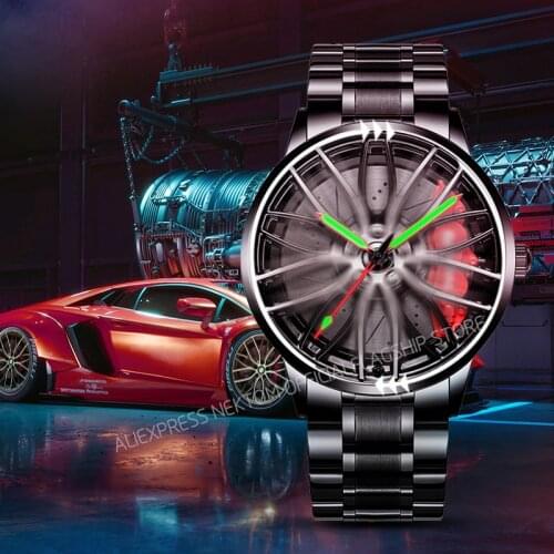 NEKTOM 2021 Watches Men Luminous Spinning Sports Car Wheel Hub Watch Quartz Waterpoof Real 3D Model For BMVV Relogio Masculino
