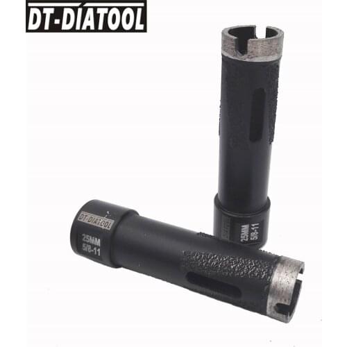 DT-DIATOOL 2units Diameter 25mm side protection Welded Drill Bits Diamond Drilling Hole Saw Dry or Wet with 5/8-11 Thread wet