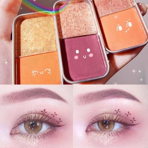 Two-color Glitter Eyeshadow Palette Waterproof Long Lasting Matte Natural Shimmer Eye Shadow Highlights Pallete Makeup