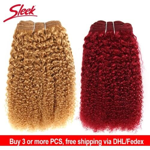 Sleek Afro Kinky Weave Curly Hair 1 Piece Only Brazilian Human Hair Weave Bundles Deal #27 #30 Red Remy Hair Extension Free Ship