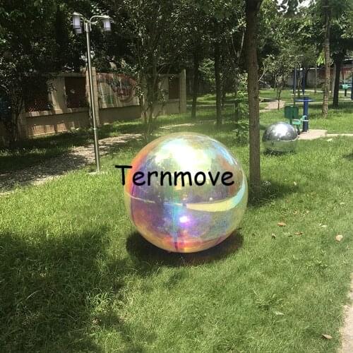 Holographic rainbow inflatable mirror ball colorful silver ball Reflection Stage Festival Hangup pvc balloon hanging decoration