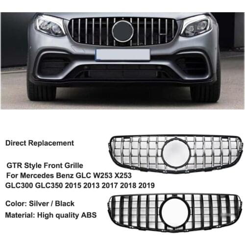 Chrome Black Front Grille Upper Grill For Mercedes Benz GLC W253 X253 GLC300 GLC350 2015 2016 2017 2018 2019 GTR Style