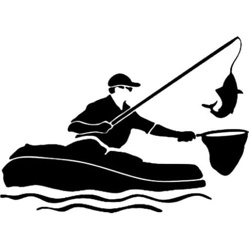 13.7*9.8CM Personalized Car Stickers River Fishing Activities Cartoon Motorcycle Vinyl Decals Handsome And Cool Stickers